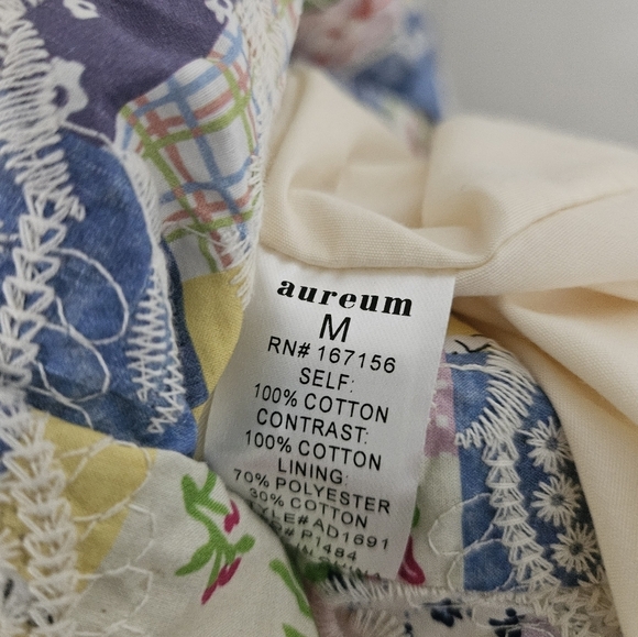 AUREUM Patchwork Embroidered Midi Dress In Cream Multi In Green - Picture 6 of 6